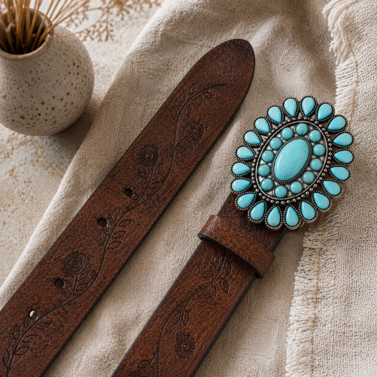 Western Turquoise & Tooled Belt