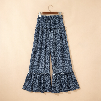 Blue Roan Leopard Ruffle Pants