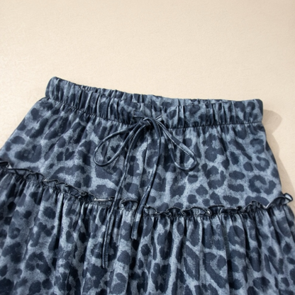 Blue Roan Leopard Ruffle Pants