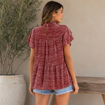 Dust & Darling Printed Ruffle Sleeve Blouse
