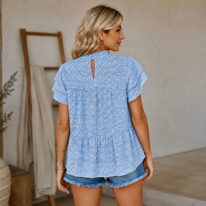 Dust & Darling Printed Ruffle Sleeve Blouse