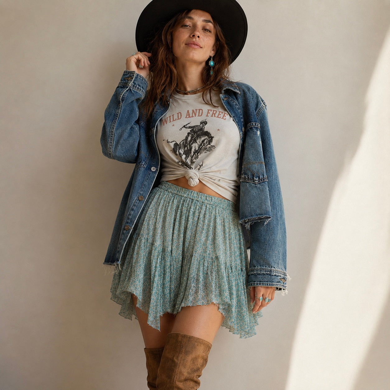 Sage Mesa Tiered Mesh Mini Skirt