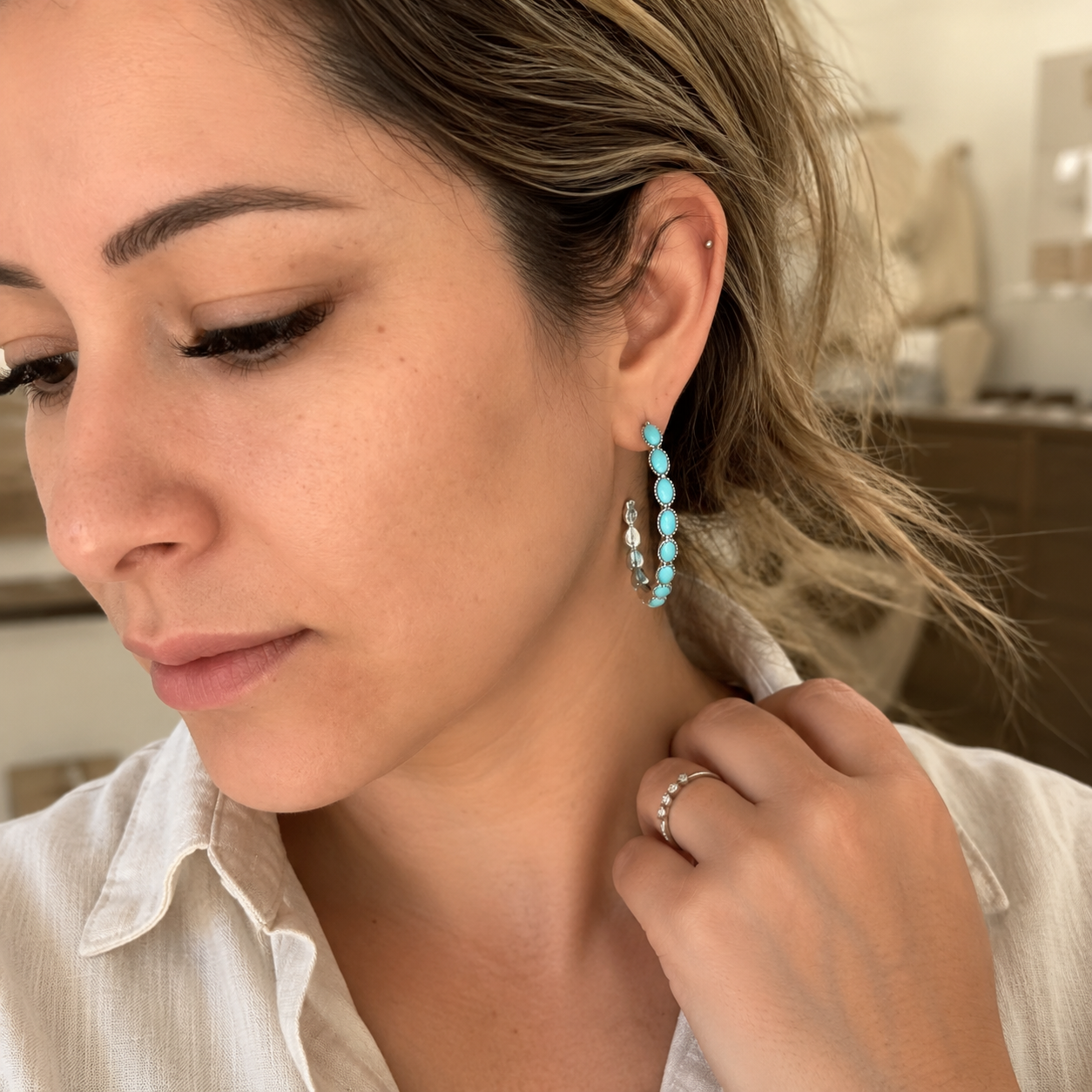 Desert Stone Hoop Earrings