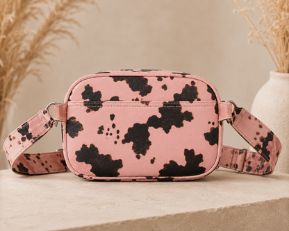 Wrangler Pink Cow Print Belt Bag