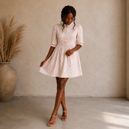 Striped Ruffle Mini Dress
