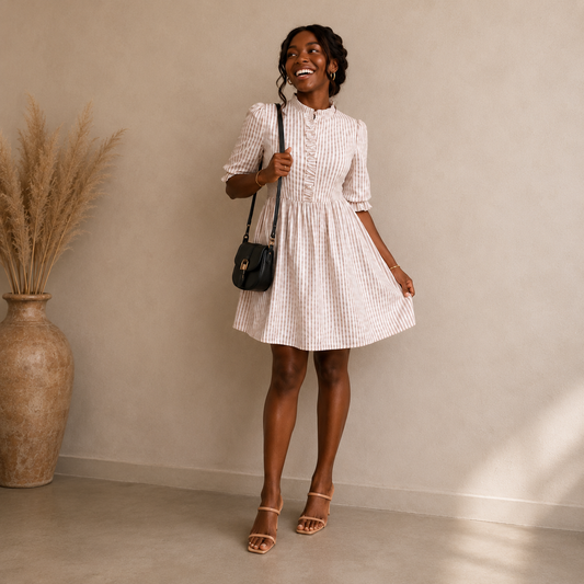 Striped Ruffle Mini Dress
