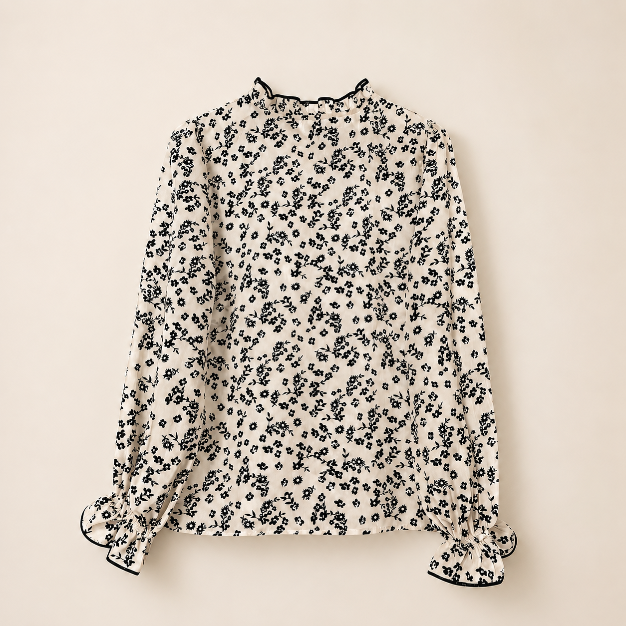 Floral patterned blouse on a beige background