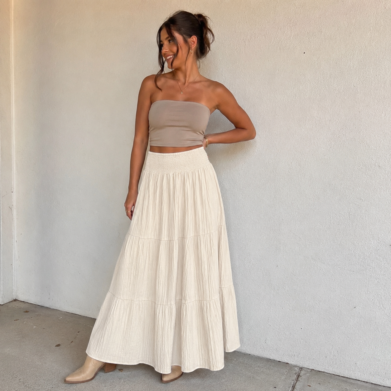 Falda maxi escalonada fruncida Open Range