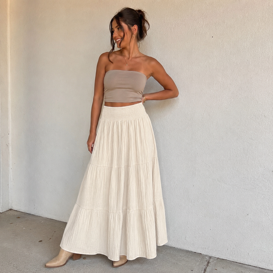Falda maxi escalonada fruncida Open Range