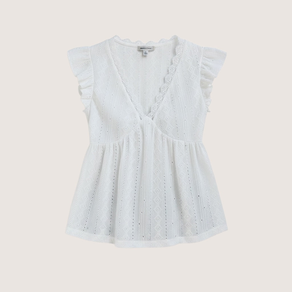 Prairie Belle White Eyelet Ruffle Blouse