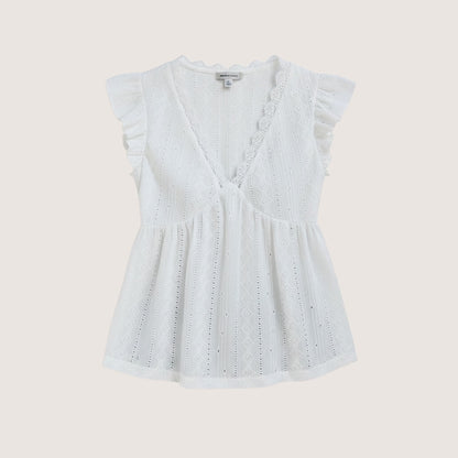 Prairie Belle White Eyelet Ruffle Blouse