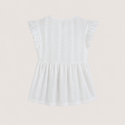 Prairie Belle White Eyelet Ruffle Blouse