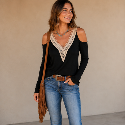 The Black Belle Cold-Shoulder Top