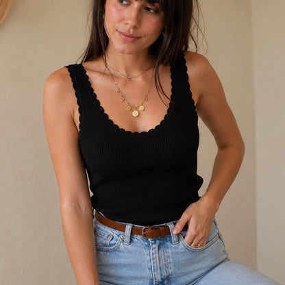 The Scalloped Muse Ribbed Tank
