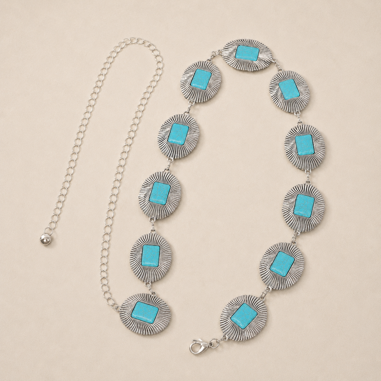 Cinturón de cadena de conchos Turquesa Mesa
