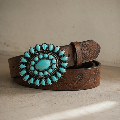 Western Turquoise & Tooled Belt
