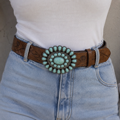 Western Turquoise & Tooled Belt